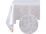 Tovaglia Con Motivo Jacquard In Rilievo, Bianca, Per Tavolo 140 X 240 Cm
