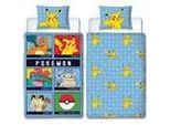 Set Di Biancheria Da Letto Reversibile - Pokemon - Battaglia - Microfibra - 1 Copripiumino 140 X 200 Cm + 1 Federa 63 X 63 Cm