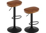 Set Di 2 Sgabelli Industriali In Legno - Sgabello Da Bar Girevole - Regolabile In Altezza - Girevole A 360° - Poggiapiedi - 41,5 X 60-81 X 31,5 Cm - Marrone