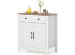 Credenza Costway, Mobile Da Cucina Con Piano Di Lavoro, Cassetto, 2 Ante E Ripiano, Mobile Buffet, Mobile Contenitore Per Cucina, Sala Da Pranzo, Bianco