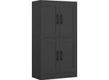 Mobiletto Da Cucina Costway, Mobiletto Da Cucina, Mobiletto Con 4 Ante E Ripiani, Mobiletto Buffet In Legno, Mobiletto Multiuso, 60X30X110Cm, Nero