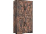 Armadio Da Cucina Costway, Armadio Da Cucina, Armadio A 4 Ante E Ripiani, Armadio A Buffet In Legno, Armadio Multiuso, 60X30X110Cm, Marrone