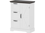 Mobile Da Cucina Costway, Mobile Contenitore, Mobile Buffet Con Ante E 3 Cassetti, Protezione Antiribaltamento Per Cucina, Sala Da Pranzo, 60X30X80Cm, Bianco