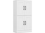 Armadio Da Cucina Costway, Dispensa Da Cucina, Mobile Contenitore Con 4 Ante E Ripiani, Mobile Buffet In Legno, Mobile Multiuso, 60 X 30 X 110 Cm, Bianco