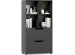 Costway Libreria A 4 Cubi Con 2 Cassetti, Libreria A 5 Livelli, Scaffale A Cubo In Legno, Mobile Contenitore, 70X33,5X130Cm, Nero