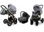 BabyLux® Sky Lark | 3in1 Kinderwagen Set | Grey Animals | Kombikinderwagen | Kinderwagenset | Bu