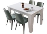 Dmora Tavolo Allungabile Pizzoli 160X80X78H Cm Bianco, Allungabile Meccanismo Estensione Allunga Centrale