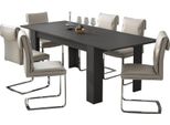 Dmora Tavolo Allungabile Campora 220X90X75H Cm Nero Antracite, Allungabile Meccanismo Estensione Allunga Centrale