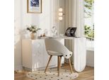 Scrivania Angolare Merax, Scrivania Girevole A L, Scrivania Angolare Per Computer Con 3 Ante Di Stampa, Toletta, Credenza, 110 X 40 X 75 Cm, Bianco