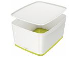 Leitz 5216-10-64 5216 Contenitore Mybox Grande - A4, Con Coperchio, Abs, Bianco/Verde
