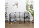 Songmics Gabbia Per Piccoli Animali A 2 Livelli Regolabile Per Porcellini D'india 143 X 71 X 73 Cm Box In Metallo Nero LPI02H