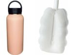 Borraccia Thermos Sottovuoto In Acciaio Inox 500 Ml | Borraccia | Brocca Sottovuoto Per Bevande Calde/Fredde, A Prova Di Perdite, 0,5L, Rosè Con Spazzola Di Pulizia Spazzola Per La Pulizia