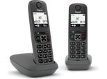 Gigaset AS490 Duo Telefono Cordless Dect Nero Con Identificatore Di Chiamata