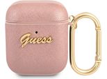 Guess Guess GUA2SASMP Airpods 1/2 Cover RóżOwy/Pink Saffiano Script Metal Collection