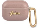 Guess Guapsasmp Coperchio Per Airpods Pro Rosa/Rosa Saffiano Script Metal Collection