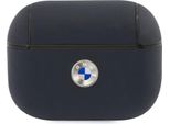 Bmw Bmapsslna Airpods Pro Cover Blu Navy/Navy Geniune Leather Silver Logo