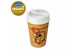 Koziol Thermobecher Iso To Go Face, Isolierbecher, Kunststoff, Nature Wood, Org.White, 400 Ml, 8002119