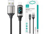 Usams Cavo Intrecciato U78 Lightning 1,2M Led 2,4A Ricarica Rapida Argento Nero Sj543Usb02 (Us-Sj543)