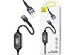 Usams Cavo Intrecciato U48 Lightning 1,2 M 2A Ricarica Rapida Led Nero/Nero Sj423Usb01 (Us-Sj423)