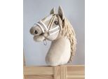 Cavezza Regolabile Per Cavallo Hobby Horse A3 Beige Con Pelliccia Bianca