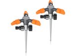 Irrigatore Circolare Brandson 2X, Irrigatore A 3 Bracci Con Picchetto A Terra, Irrigatore Per Superfici A 360°, Irrigatore A Spruzzo, Per Superfici Fino A 150 M², Lunghezza 14 Cm, (1-St), Irrigatore A 3 Bracci, Angolo 45° - 90°, Raggio D'azione 7 M, Picchetto Robusto