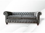 Divano A Tre Posti Divano A 3 Posti Chesterfield Set Di Sedute Imbottite Velluto Grigio Velluto