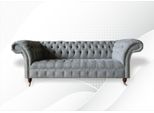 Tessuto Divano Divano Tappezzeria Set 3 Posti Divani Chesterfield Grigio Velluto
