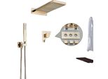 Sistema Doccia Termostatico, Design Contemporaneo, Comando Monocomando, Oro Spazzolato