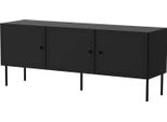 Dmora Mobile Porta Tv Moura 40X151X60H Cm Nero, 3 Ripiani 6 Vani