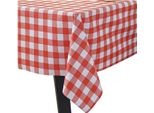 Tovaglia A Quadri Italiani Rossi, 140 X 140 Cm, Motivo A Quadri Parigini Italiani, Rosso/Bianco