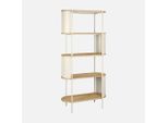 Libreria In Metallo Curvato E Legno A 5 Livelli, Beige