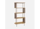 Libreria In Metallo Curvato E Legno A 5 Livelli, Marrone