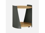 Tavolino In Metallo Curvato E Legno Con Ruote, Verde