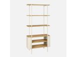 Libreria In Metallo Curvato E Legno A 6 Livelli, Beige