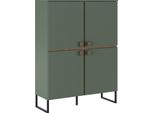 Dmora Credenza Guerina 108X40X144H Cm Verde, 4 Ripiani 8 Vani