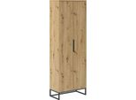 Dmora Armadio Multiuso 2 Ante Casazza 68X197H Cm Marrone Rovere Nodi, 5 Ripiani Apertura Battente