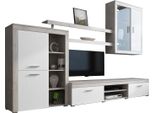 Dmora Parete Attrezzata Casies 293X50X193H Cm Grigio Cemento, 11 Ripiani Modulabile