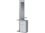 Dmora Mobile Da Ingresso Candiolo 61X28X186H Cm Grigio Cemento, Specchio Incluso Appendiabiti