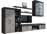 Dmora Parete Attrezzata Casies 293X50X193H Cm Nero Antracite, 11 Ripiani Modulabile