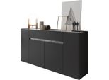 Dmora Credenza Cirimido 170X40X85H Cm Nero Antracite, 3 Ripiani Un Cassetto
