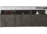 Dmora Credenza Fanna 180X41X80H Cm Nero Antracite, 3 Ripiani 3 Ante