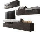 Dmora Parete Attrezzata Giacosa 276X48X248H Cm Nero Antracite, Ripiani Modulabile
