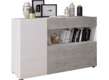 Dmora Credenza Carbonia 130X41X82H Cm Bianco, 2 Ripiani Un Cassetto