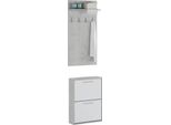 Dmora Mobile Da Ingresso Sestola 54X28X181H Cm Grigio Cemento, Appendiabiti 2 Ante