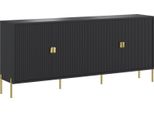 Dmora Credenza Viale 203.4X49X83H Cm Nero, 4 Ripiani Cassetti