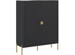 Dmora Credenza Wallis 103.6X39.6X129.4H Cm Nero, 4 Ripiani Cassetti