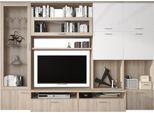 Dmora Parete Attrezzata Faggiano 300X50X215H Cm Marrone Olmo, 5 Ripiani Modulabile