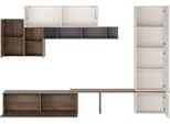 Dmora Parete Attrezzata Cannara 300X40X200H Cm Marrone Noce, 4 Ripiani Modulabile
