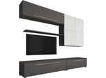 Dmora Parete Attrezzata Saluzzo 268X49X209H Cm Nero Antracite, 4 Ripiani Modulabile