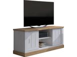 Dmora Mobile Porta Tv Mesola 45X46X60H Cm Bianco Rovere, Un Ripiano 2 Ante